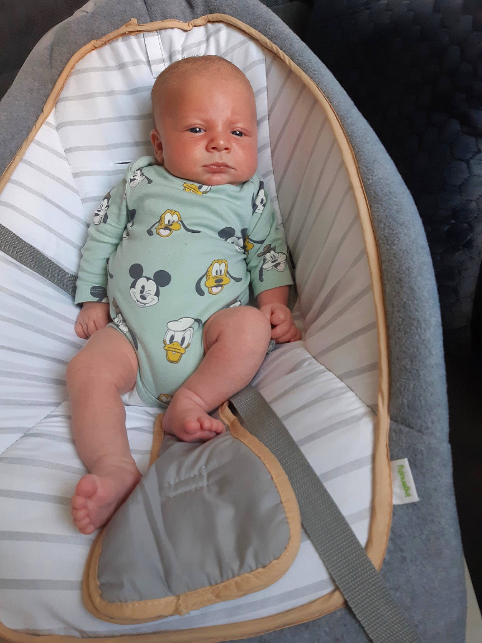 Juliano a rejoint le concours — aidez-le/la à gagner de superbes lots ! baby, baby_products, baby_safety, baby_sleeping, baby_toddler_clothing, baby_toys, child, circle, comfort, infant_bed, lap, linens, person, product, room, sitting, skin, sleeve, toddler