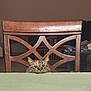 cat, wooden_chair, table, indoor, furniture, pet, curious, peeking, head, animal, domestic_cat, brown, green_eyes, living_room, household, cozy, cute, tabby, resting, quiet