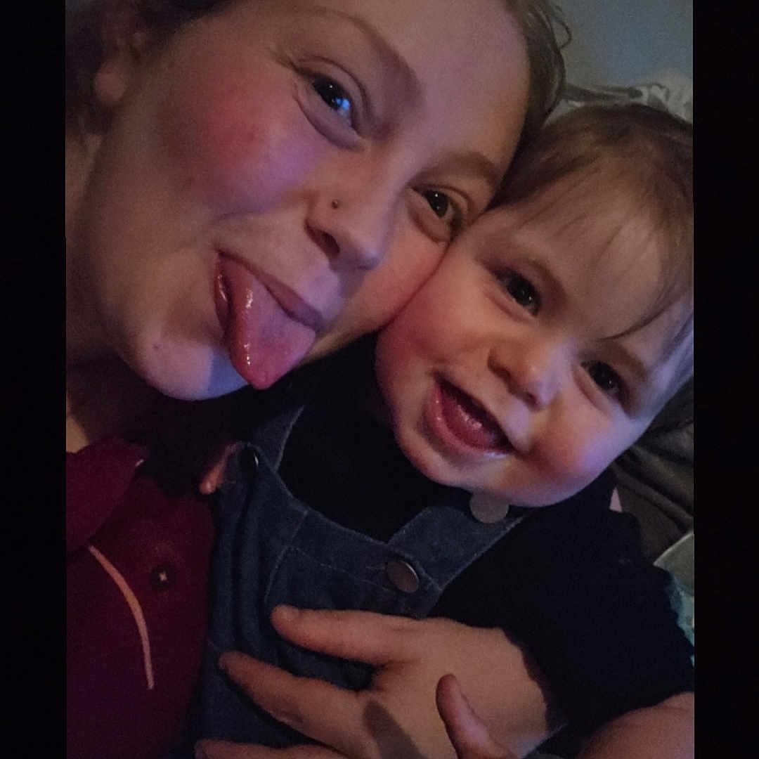 Elizabeth joined the competition — help win amazing prizes! woman, baby, face, smile, tongue, indoor, portrait, closeup, child, person, happy, cute, family, skin, clothing, denim, hand, cheek, fun, playful