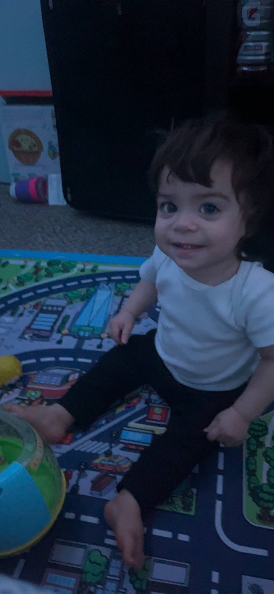 Ismael joined the competition — help win amazing prizes! baby, baby_toddler_clothing, cheek, child, flooring, fun, happy, joy, leisure, pattern, person, plastic, play, room, sitting, smile, t_shirt, toddler, toy, visual_arts