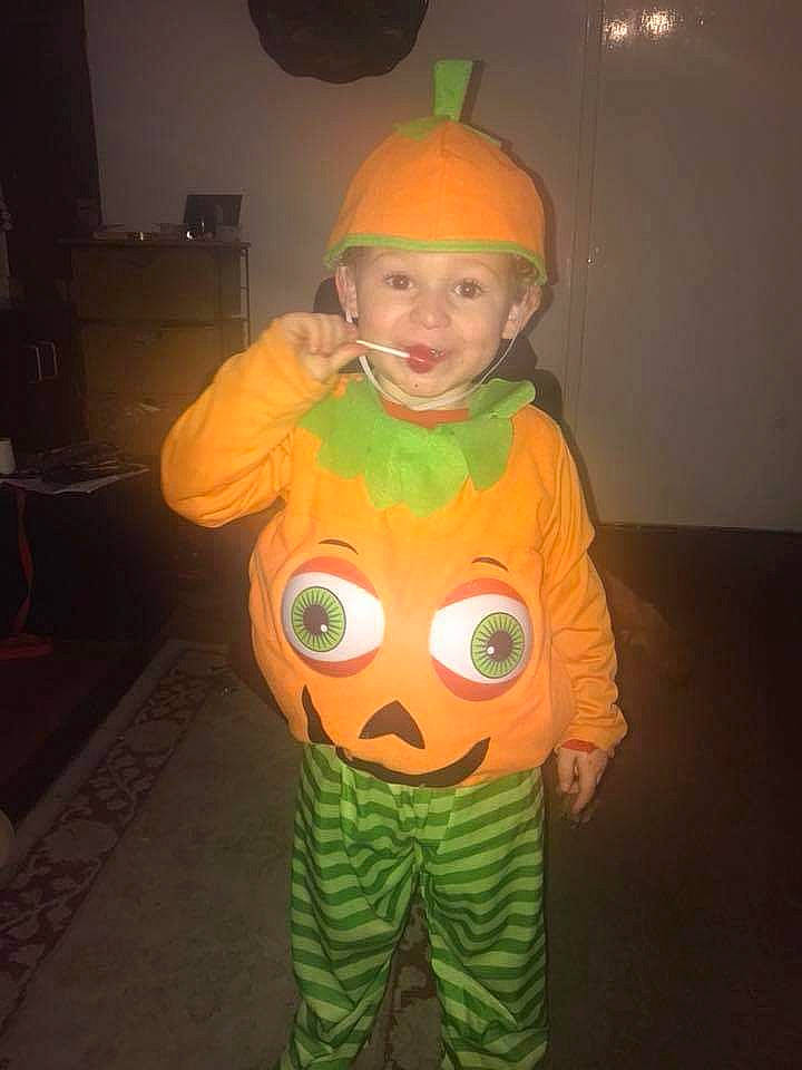 Darius joined the competition — help win amazing prizes! child, costume, fictional_character, high_visibility_clothing, orange, person, personal_protective_equipment, smile, toddler