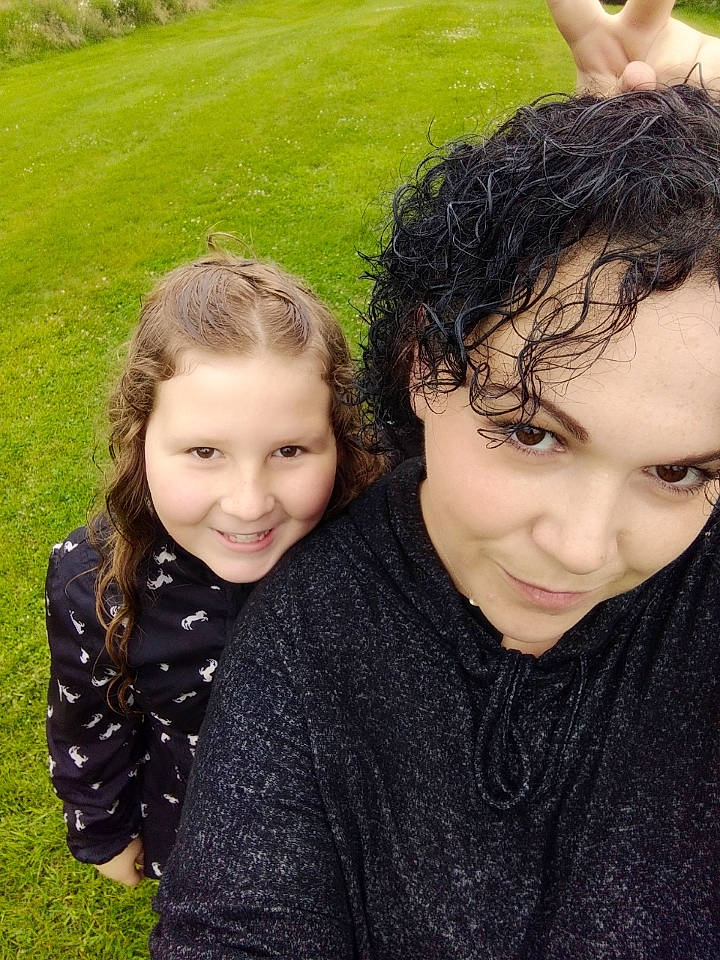Shelby joined the competition — help win amazing prizes! black_hair, cheek, child, face, fun, grass, hair, hairstyle, happy, joy, nose, person, photography, plant, selfie, sibling, smile