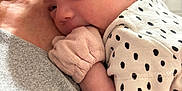 Viviyanna joined the competition — help win amazing prizes! baby, infant, child, person, face, skin, clothing, polka_dot, mitten, cuddle, hug, closeup, indoor, adult, comfort, expression, newborn, cute, soft, portrait