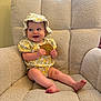 Lenny joined the competition — help win amazing prizes! armchair, baby, barefoot, child, clothing, cute, eyes, face, happy, hat, indoor, infant, patterned_clothing, plush_furniture, sitting, skin, smiling, toy, wooden_plaque, yellow