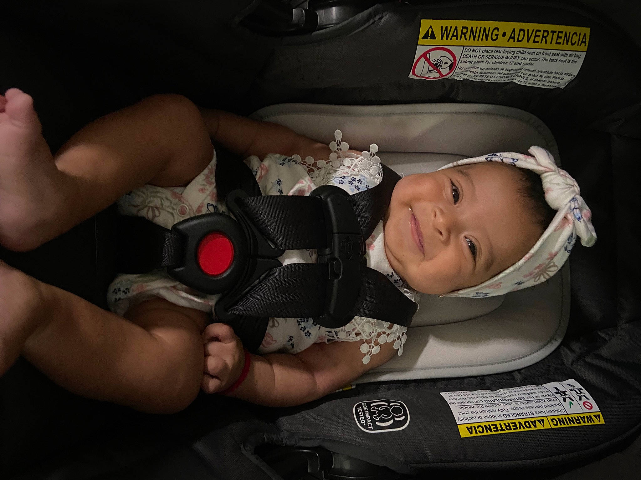 Annalise joined the competition — help win amazing prizes! auto_part, automotive_design, automotive_exterior, automotive_lighting, baby, baby_carriage, baby_products, car_seat, child, comfort, flash_photography, fun, motor_vehicle, mouth, person, personal_protective_equipment, smile, thigh, tire, toddler