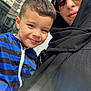 child, boy, woman, sunglasses, hijab, smile, outdoor, urban, reflection, building, jacket, portrait, sunlight, person, face, happy, fashion, closeup, casual, daytime