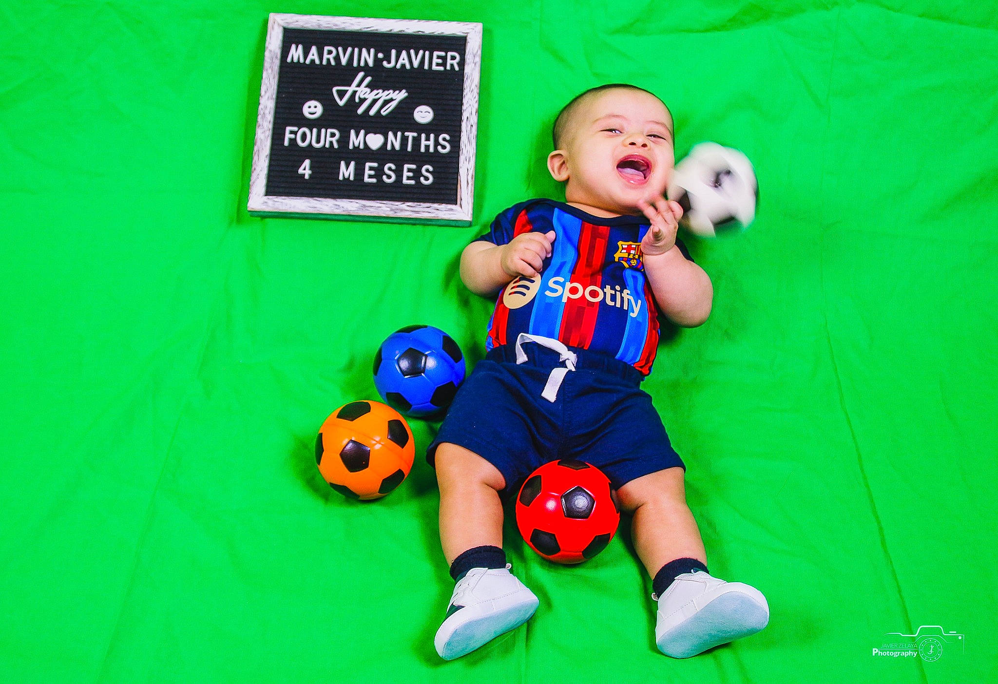 Marvin joined the competition — help win amazing prizes! baby, ball, child, electric_blue, font, football, fun, grass, green, happy, person, play, player, smile, soccer_ball, sports, sports_equipment, t_shirt, team_sport, toddler