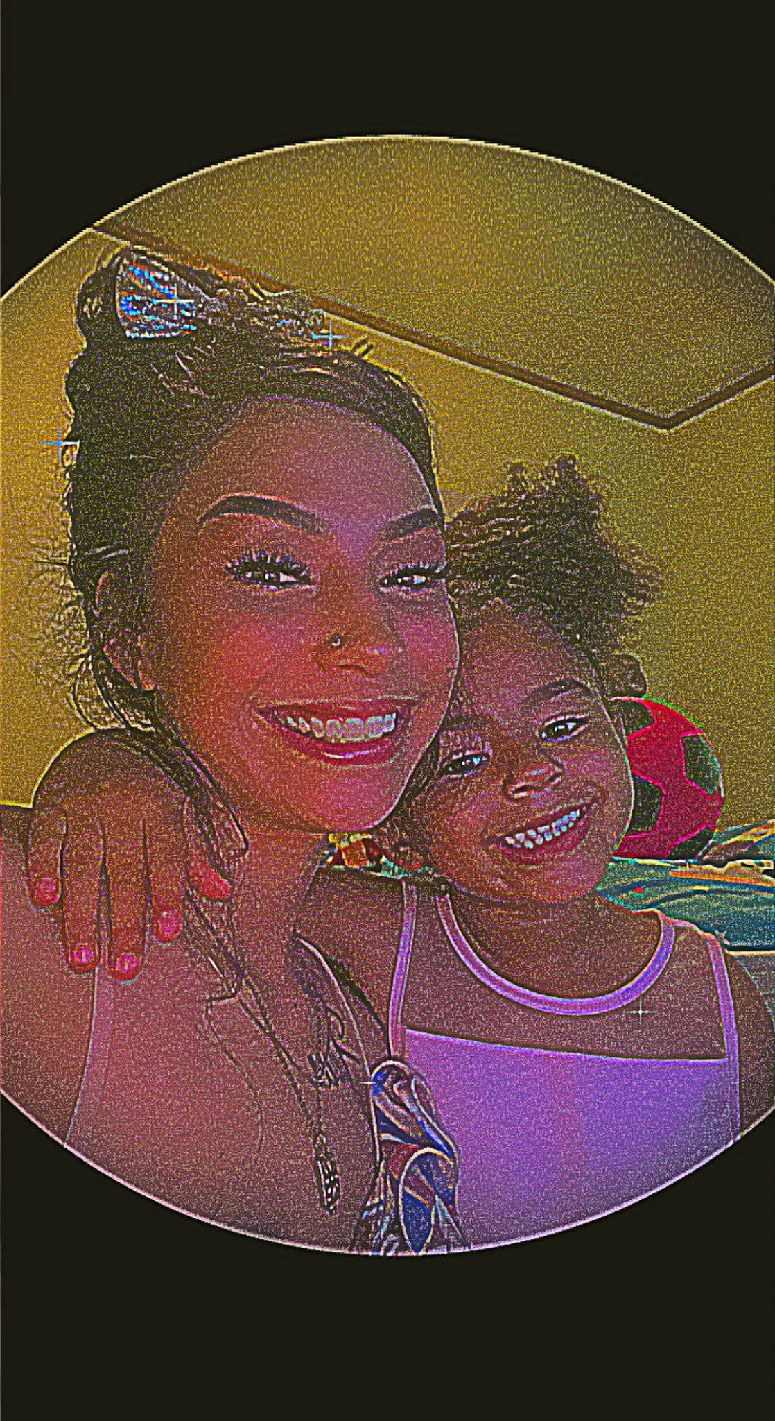 Sophia is registered to the contest to win money with this photo: art, cheek, circle, cool, drawing, event, fun, hairstyle, happy, illustration, jewellery, joy, magenta, paint, painting, pattern, person, pink, rectangle, smile