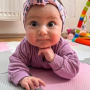 Mia joined the competition — help win amazing prizes! accessories, baby, bodypart, bonnet, cap, clothing, crawling, cutlery, face, finger, hand, hat, head, headband, hood, person, photography, portrait, scarf, sitting