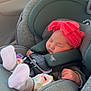 Samara Rose Becerra is registered to the contest to win money with this photo: baby, car_seat, sleeping, headwrap, infant, child, car_interior, seatbelt, safety, cozy, cute, pink, clothing, footwear, hand, car_window, daylight, transportation, car, peaceful