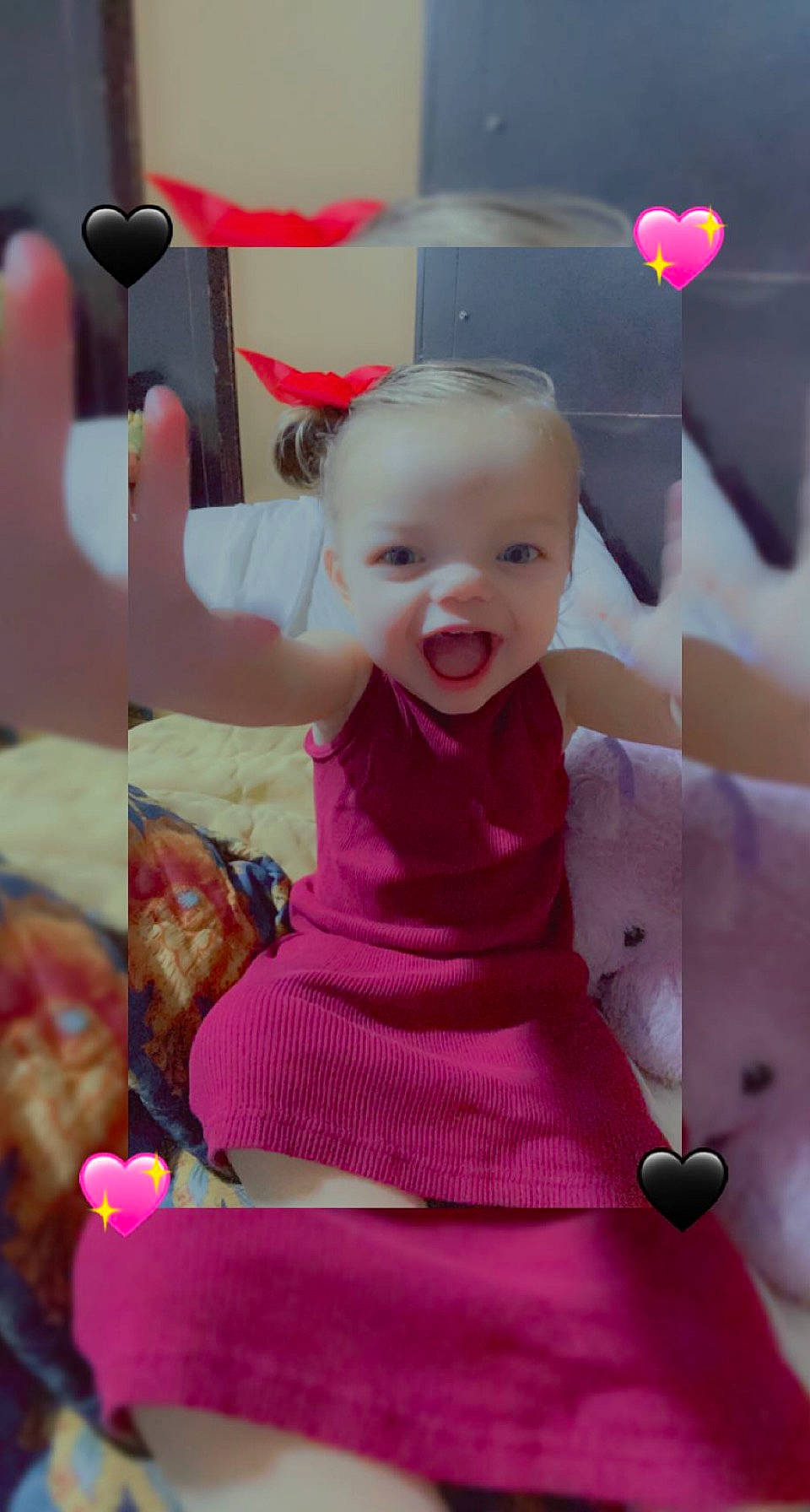 Angel is registered to the contest to win money with this photo: baby, baby_toddler_clothing, child, event, facial_expression, fun, happy, leisure, magenta, person, pink, play, product, purple, room, sitting, sleeve, smile, snapshot, toddler