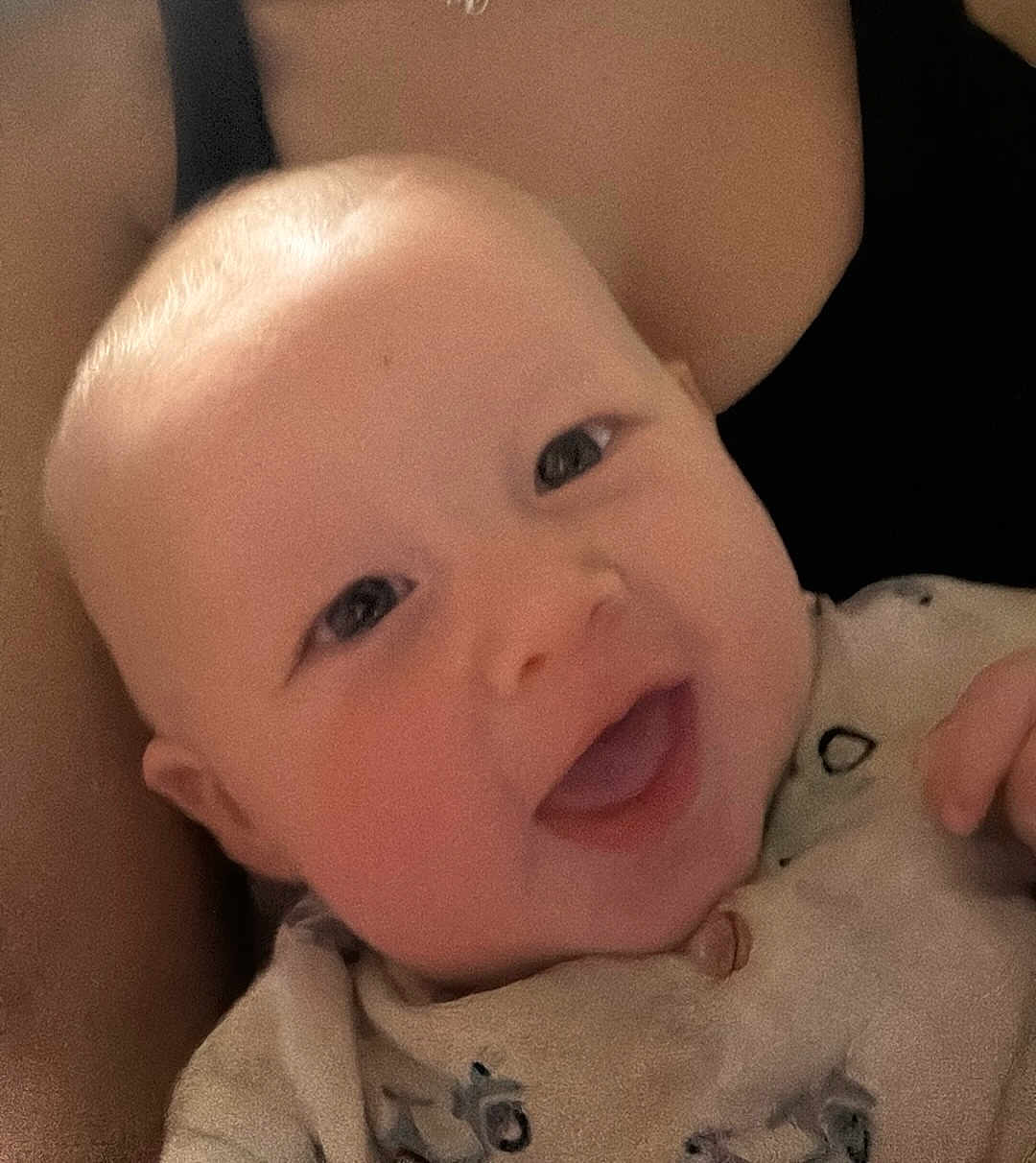 Waylon is registered to the contest to win money with this photo: baby, smile, face, infant, person, skin, child, closeup, happy, cheeks, eyes, clothing, hand, head, expression, portrait, human, caucasian, baby_clothes, indoor