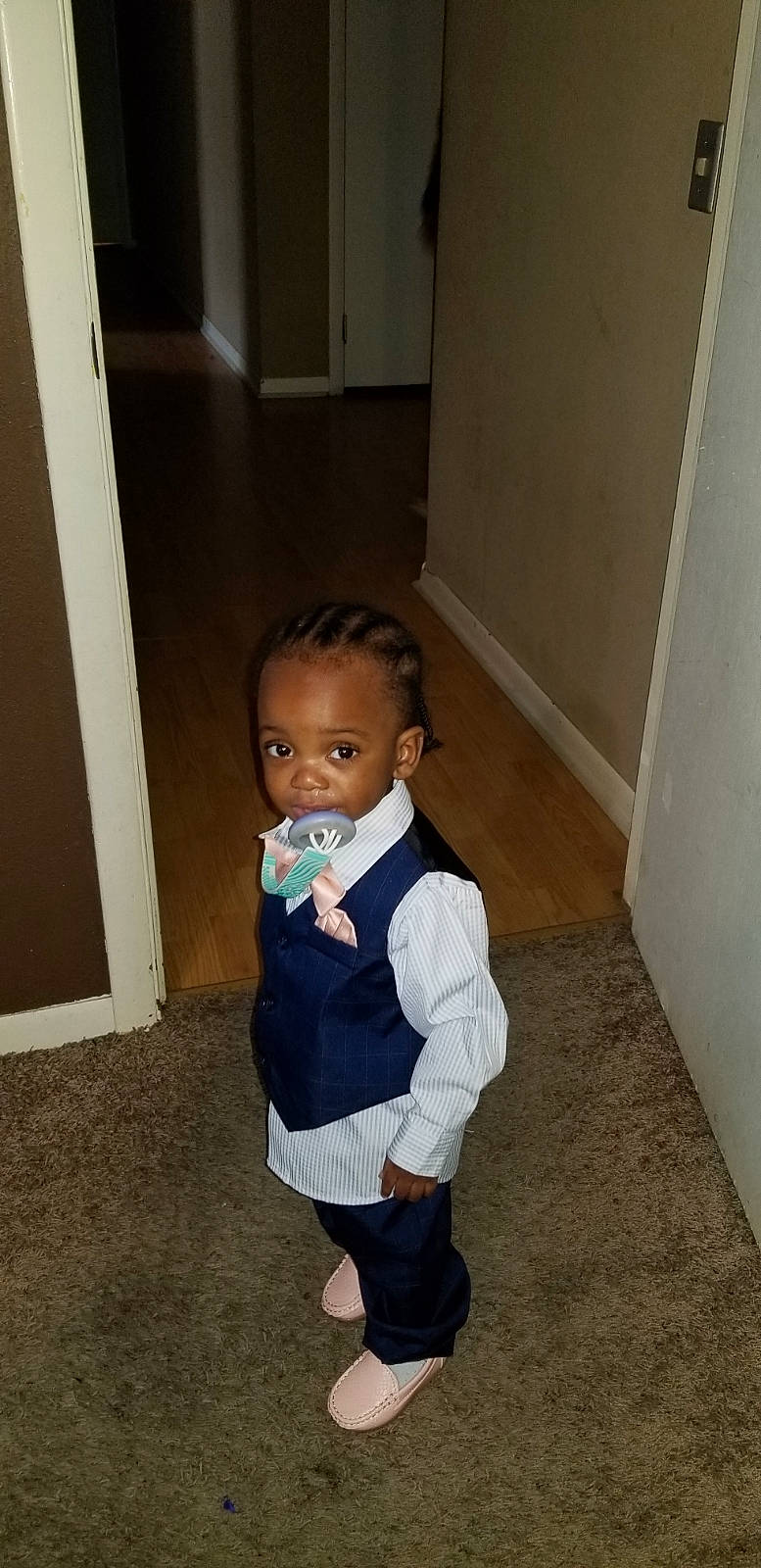 Kolby joined the competition — help win amazing prizes! baby_toddler_clothing, chair, child, door, electric_blue, eye, floor, flooring, formal_wear, fun, hardwood, human_body, knee, leg, person, sitting, sleeve, sock, suit, toddler