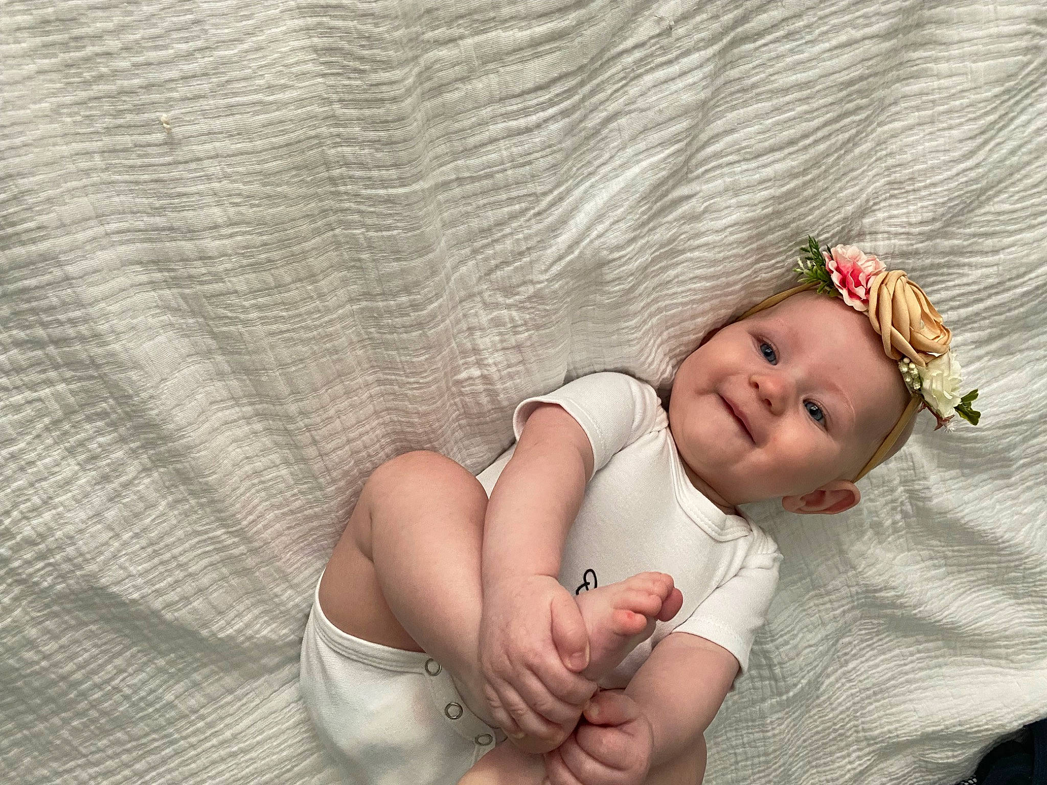 Locklynn joined the competition — help win amazing prizes! baby, baby_products, baby_toddler_clothing, barefoot, child, comfort, fashion_accessory, foot, grass, happy, human_leg, joy, linens, nail, pattern, person, portrait_photography, sitting, skin, thumb