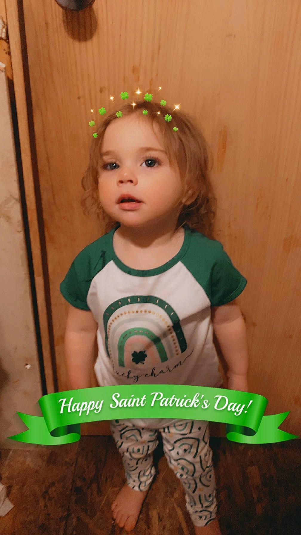 Raylynn joined the competition — help win amazing prizes! baby_toddler_clothing, cheek, child, event, eye, fun, handwriting, happy, holiday, knee, people, person, room, sitting, sleeve, standing, t_shirt, thigh, toddler, wood