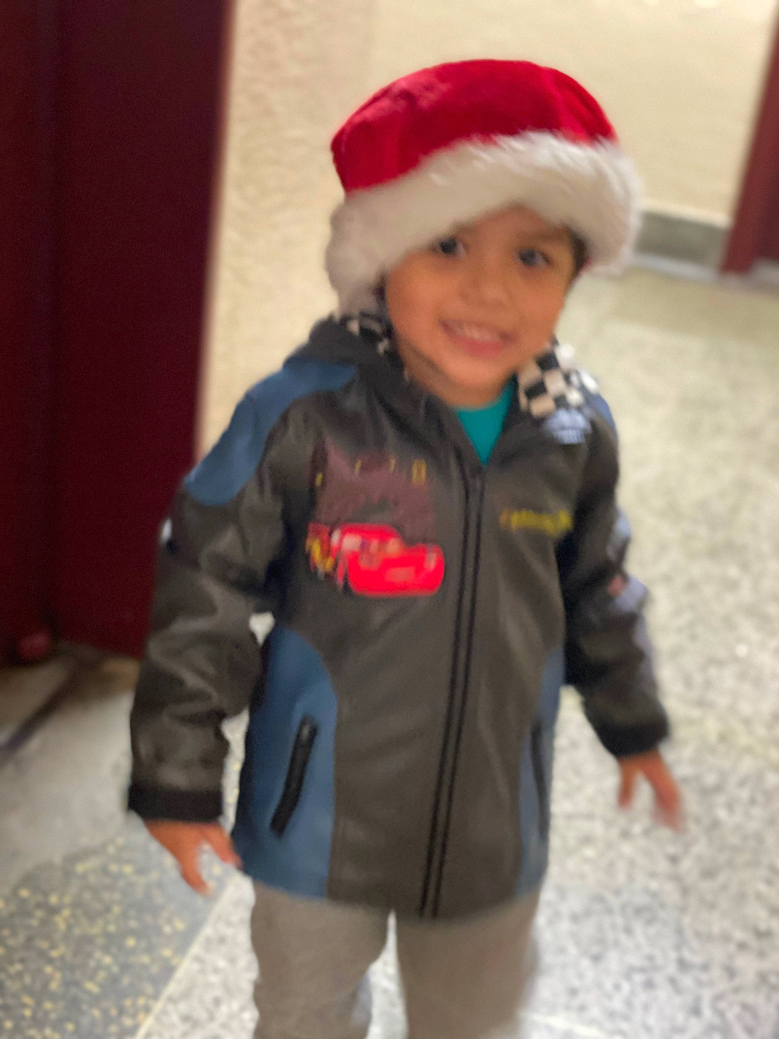 Jeremiah is registered to the contest to win money with this photo: baby, baby_toddler_clothing, cap, child, clothing, costume, curtain, electric_blue, face, fun, fur, happy, headwear, hood, human_body, jacket, joy, person, skin, sleeve