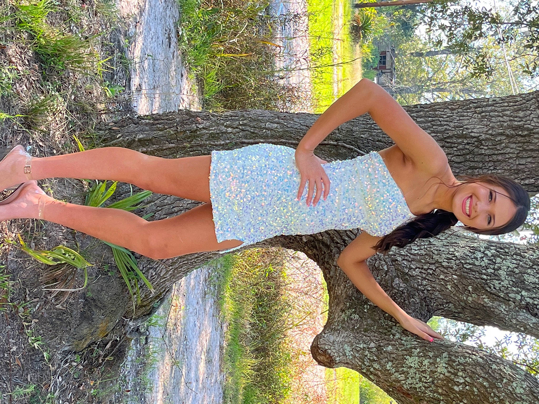 Maddison is registered to the contest to win money with this photo: blond, flash_photography, foot, fun, grass, happy, human_leg, joy, knee, landscape, leg, leisure, long_hair, people_in_nature, person, photo_shoot, rock, thigh, tree, trunk