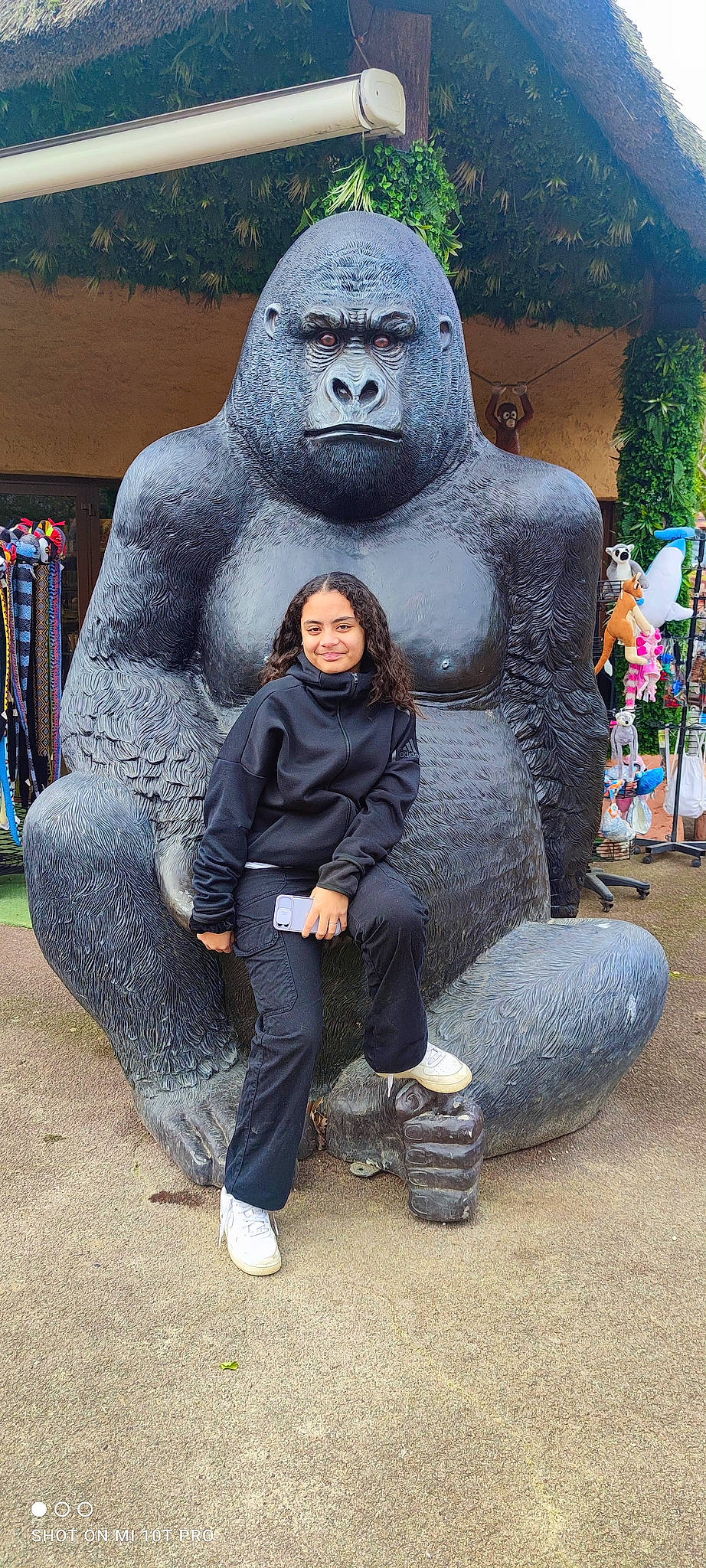 Sofia participe au concours pour gagner de l'argent avec cette photo : art, blue, bookcase, fun, jeans, joy, leisure, mammal, mouth, organism, person, plant, primate, recreation, shelf, sitting, smile, snout, temple, terrestrial_animal