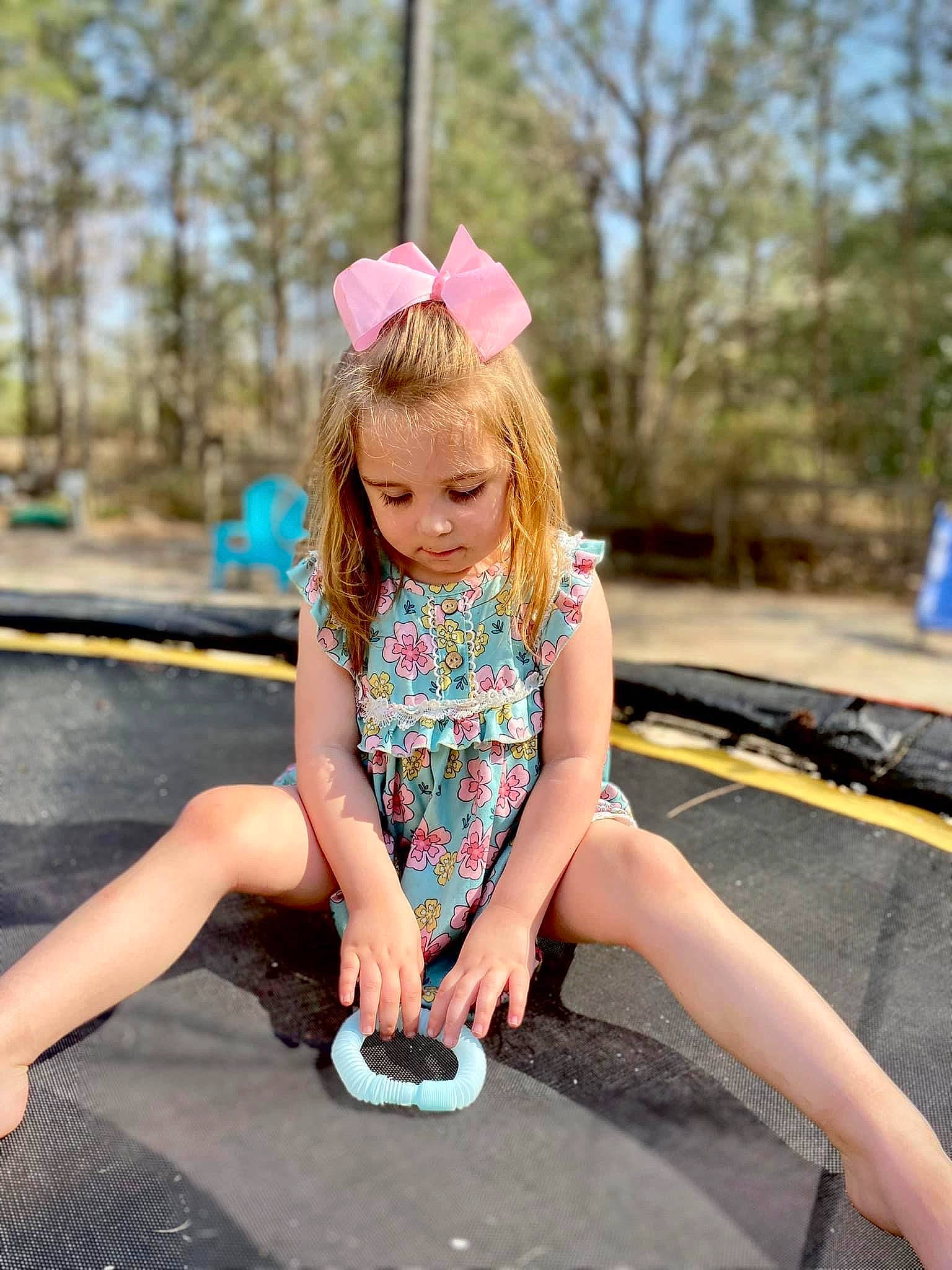 Annalynn joined the competition — help win amazing prizes! beauty, flash_photography, fun, hairstyle, happy, head, joint, knee, leg, leisure, people_in_nature, person, pink, recreation, shoulder, sportswear, sunlight, thigh, trampolining_equipment_and_supplies, tree