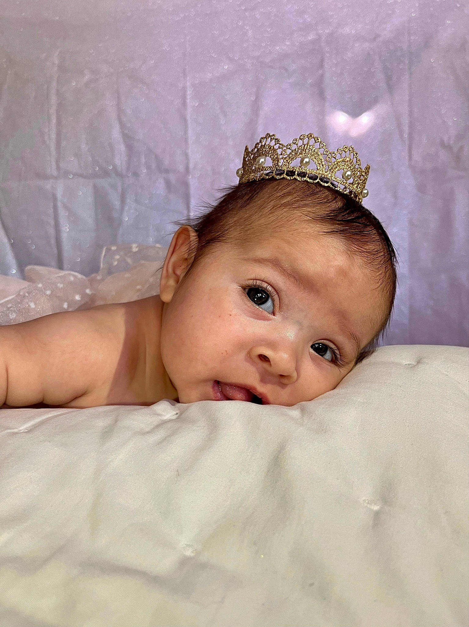 Cali joined the competition — help win amazing prizes! baby, bridal_accessory, chin, comfort, eye, eyebrow, face, flash_photography, hair_accessory, hairstyle, happy, head, headband, headgear, headpiece, iris, jewellery, person, skin, textile