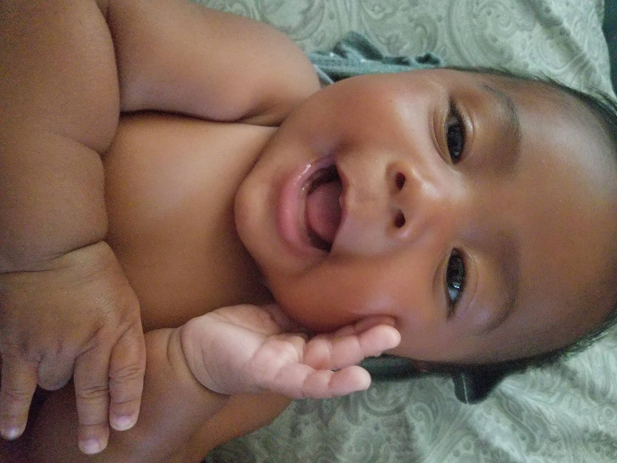 Ambrose joined the competition — help win amazing prizes! baby, cheek, child, chin, close_up, face, facial_expression, finger, hand, head, lip, mouth, muscle, neck, nose, person, skin, smile, thumb, toddler