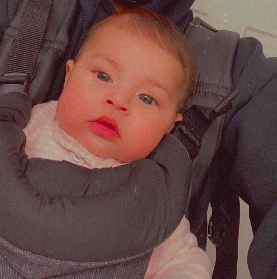 Allison is registered to the contest to win money with this photo: auto_part, baby, baby_carriage, baby_products, baby_safety, baby_toddler_clothing, car_seat, cheek, comfort, ear, eyebrow, eyelash, finger, happy, iris, lip, nose, person, skin, sleeve