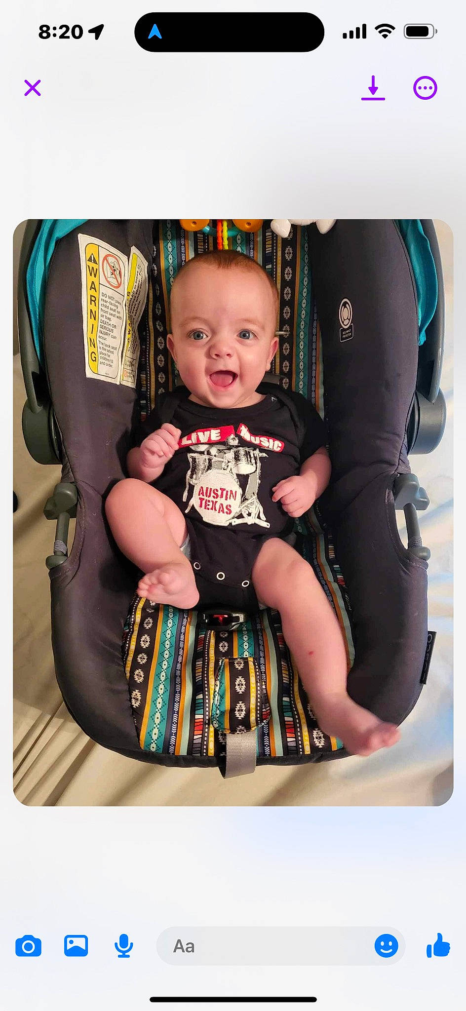 Cole joined the competition — help win amazing prizes! arm, baby, baby_products, baby_toddler_clothing, chair, child, comfort, couch, fashion_accessory, happy, magenta, pattern, person, product, rectangle, sitting, sleeve, smile, stock_photography, t_shirt