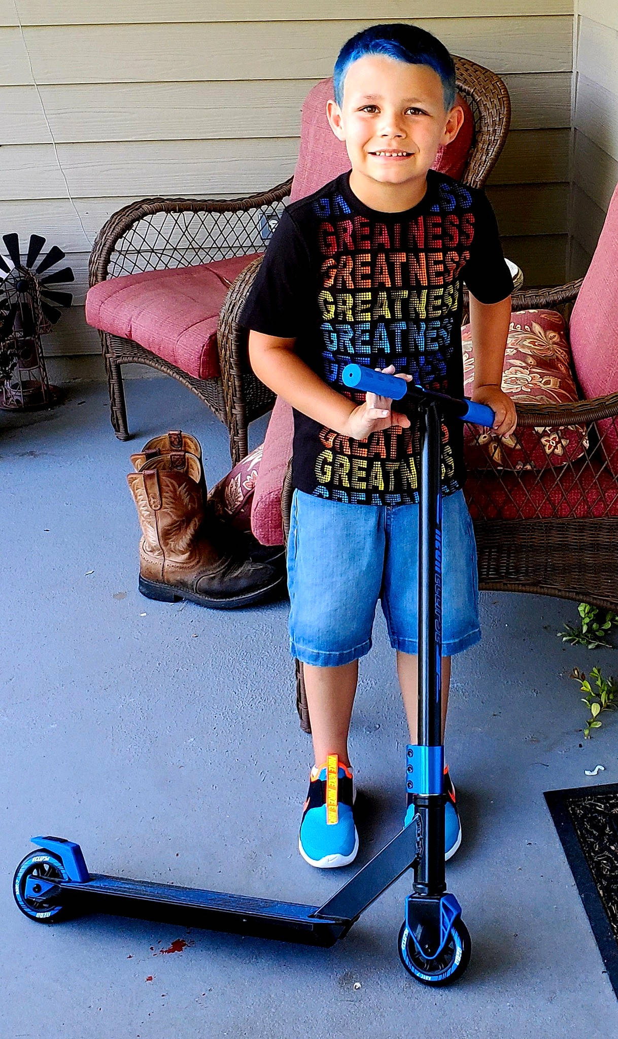 Jonah joined the competition — help win amazing prizes! blue, chair, electric_blue, fun, houseplant, joint, joy, leisure, people, person, photograph, product, rolling, skateboard, skateboard_truck, smile, snapshot, sneakers, sports_equipment, t_shirt