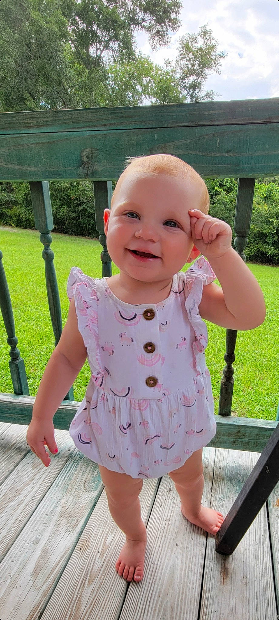 Everlea joined the competition — help win amazing prizes! baby, baby_toddler_clothing, dress, grass, happy, iris, joy, leisure, lip, nose, one_piece_garment, person, photograph, pink, plant, public_space, skin, sleeve, smile, standing