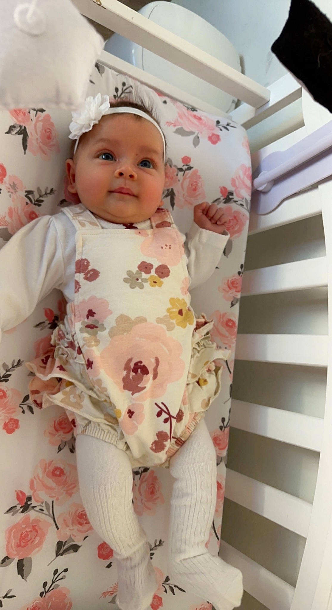 Briella is registered to the contest to win money with this photo: baby, baby_products, baby_safety, baby_sleeping, baby_toddler_clothing, bedding, cheek, child, comfort, happy, headwear, linens, pattern, peach, person, pink, room, skin, sleeve, smile