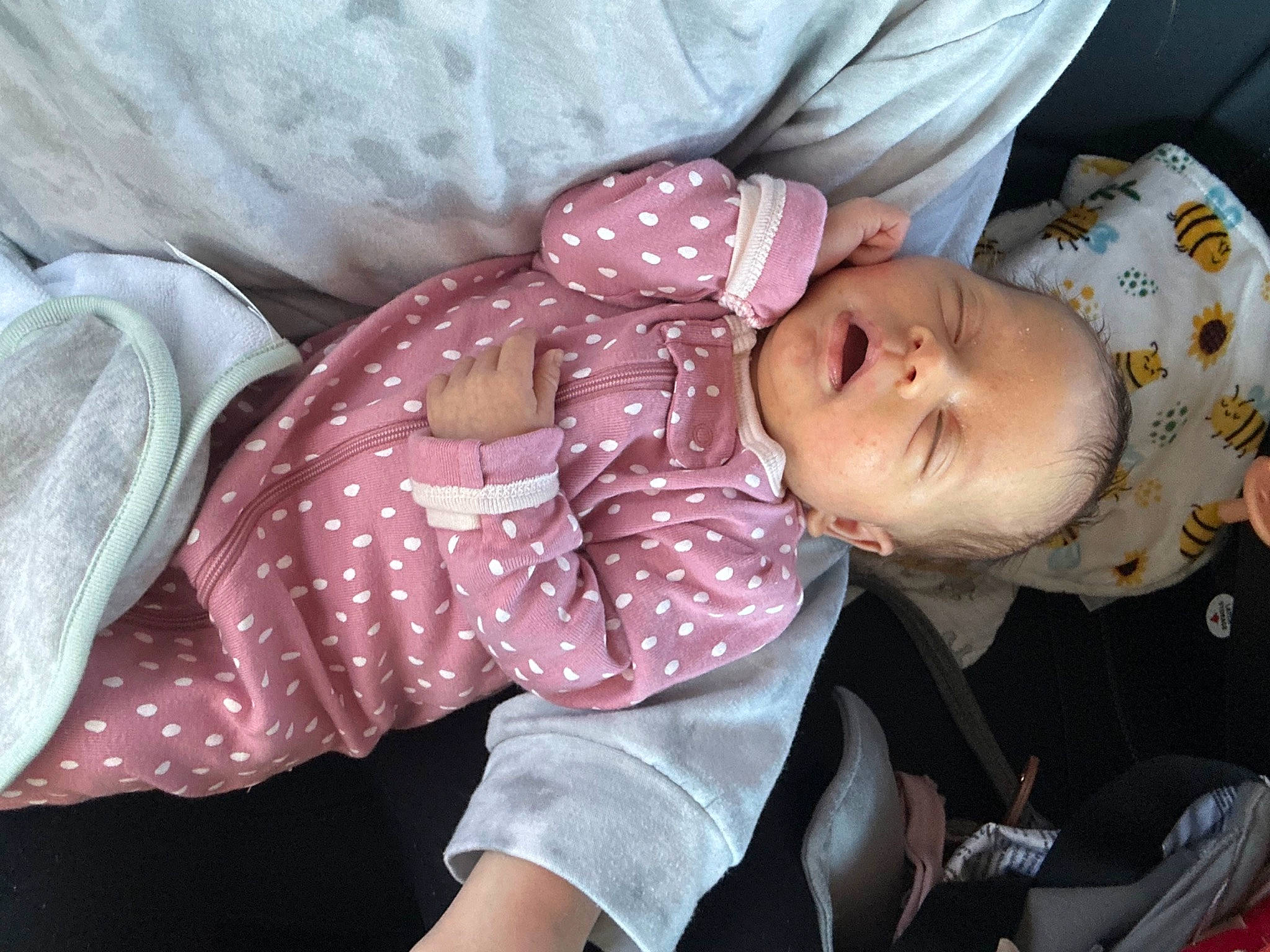 Briella is registered to the contest to win money with this photo: baby, baby_products, baby_toddler_clothing, cheek, child, comfort, pattern, person, sitting, skin, sleep, sleeve, toddler