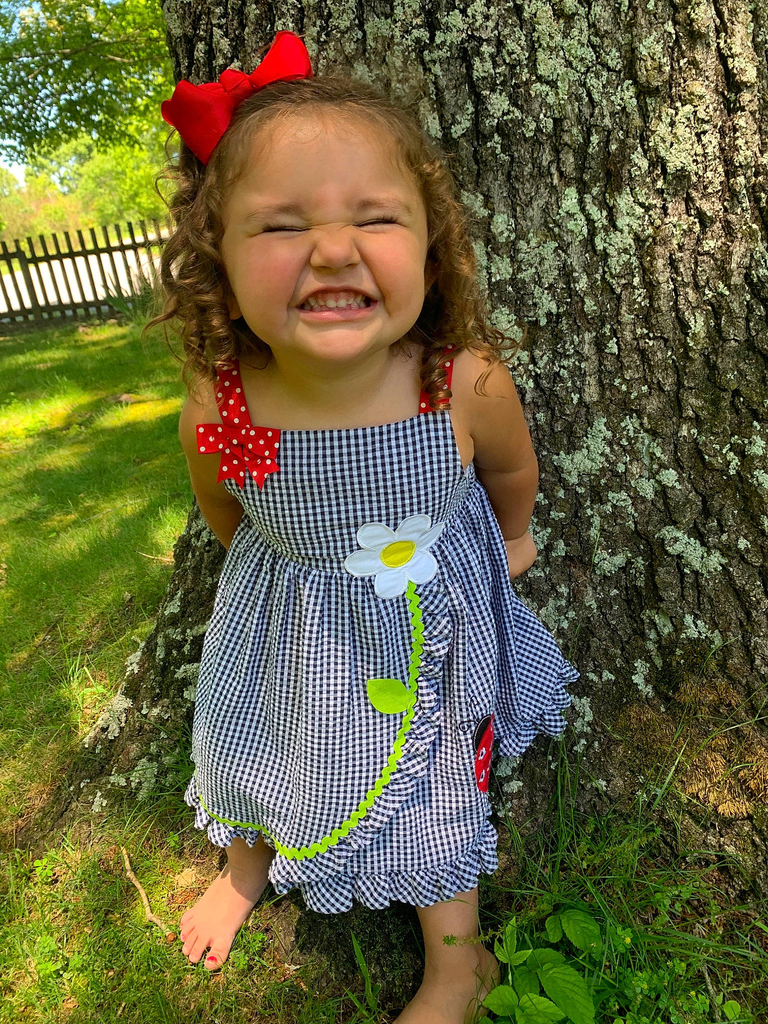 Kaisley is registered to the contest to win money with this photo: baby_toddler_clothing, child, design, dress, grass, happy, leaf, pattern, person, plant, play, polka_dot, smile, spring, summer, toddler, tree