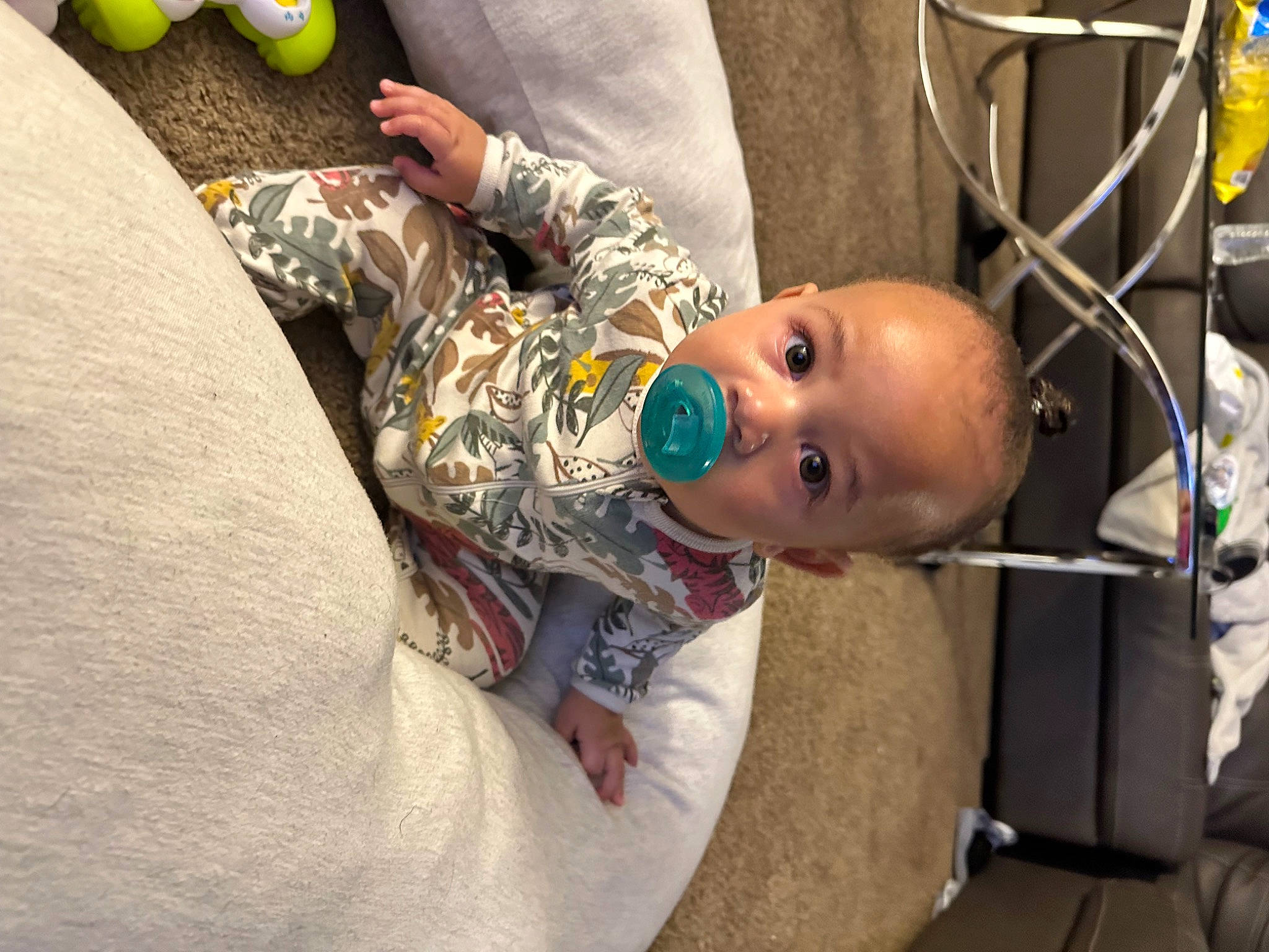 Lj is registered to the contest to win money with this photo: baby, baby_products, baby_safety, baby_toddler_clothing, baby_toys, cheek, child, comfort, couch, fun, person, room, sitting, sleep, toddler, yellow