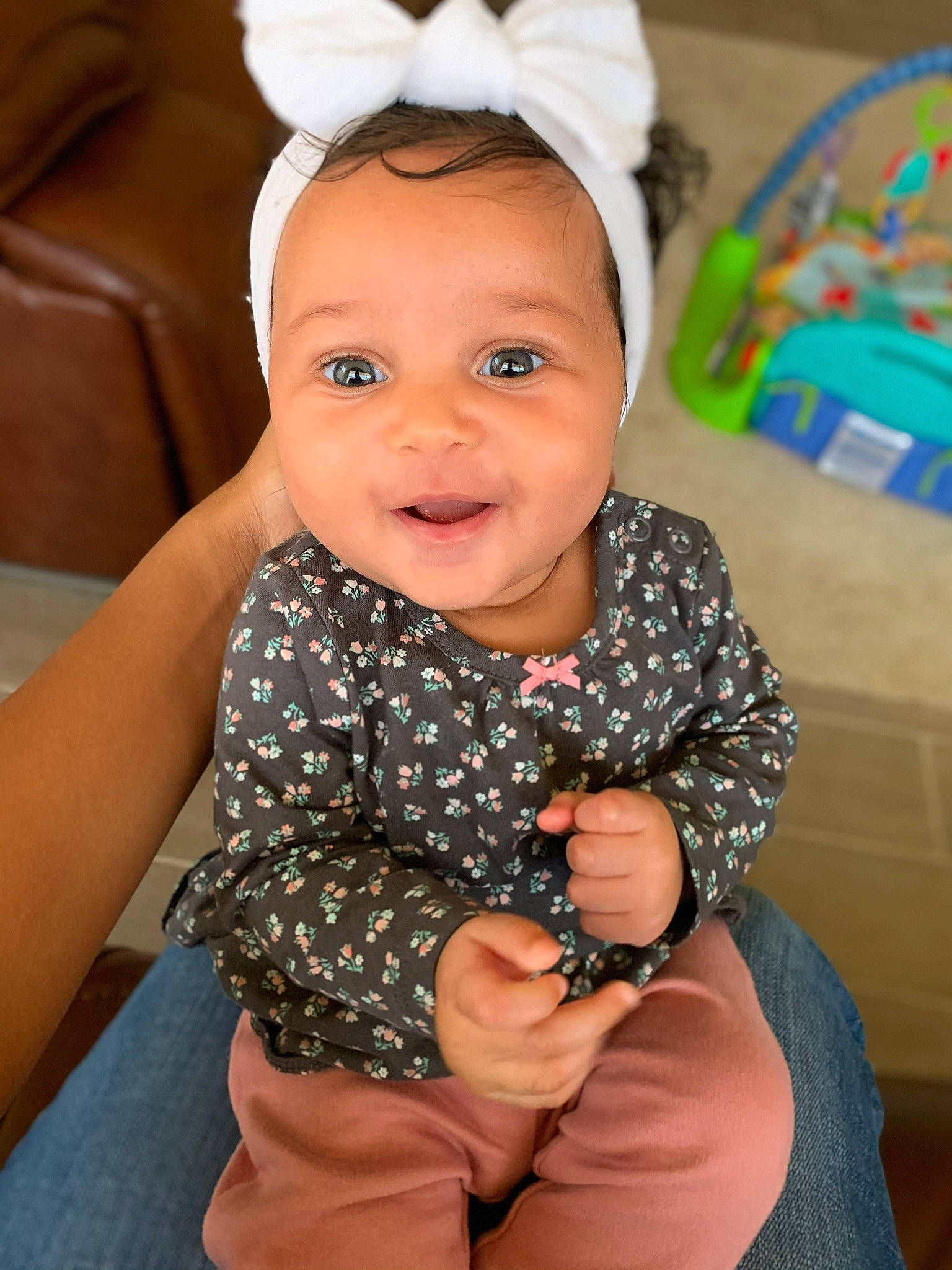 Joy joined the competition — help win amazing prizes! baby, baby_toddler_clothing, child, ear, finger, hair_accessory, head, headband, headgear, person, skin, smile, toddler