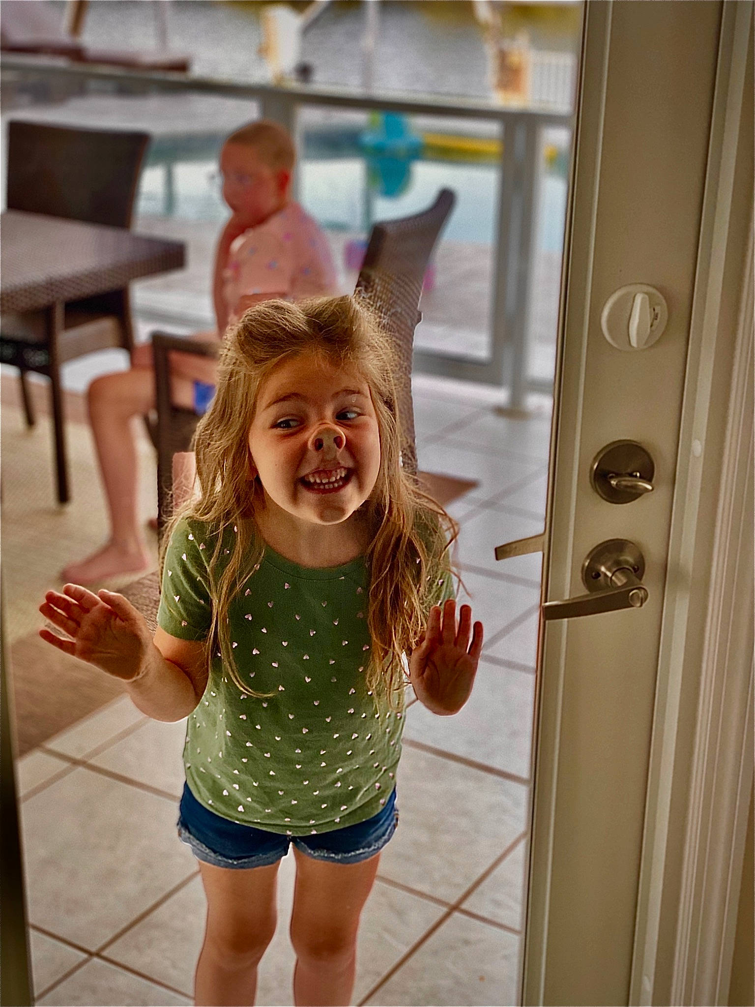 Savanna is registered to the contest to win money with this photo: child, ear, eye, face, facial_expression, fawn, fun, happy, head, iris, joy, laugh, organ, person, room, skin, smile, standing, summer, toddler