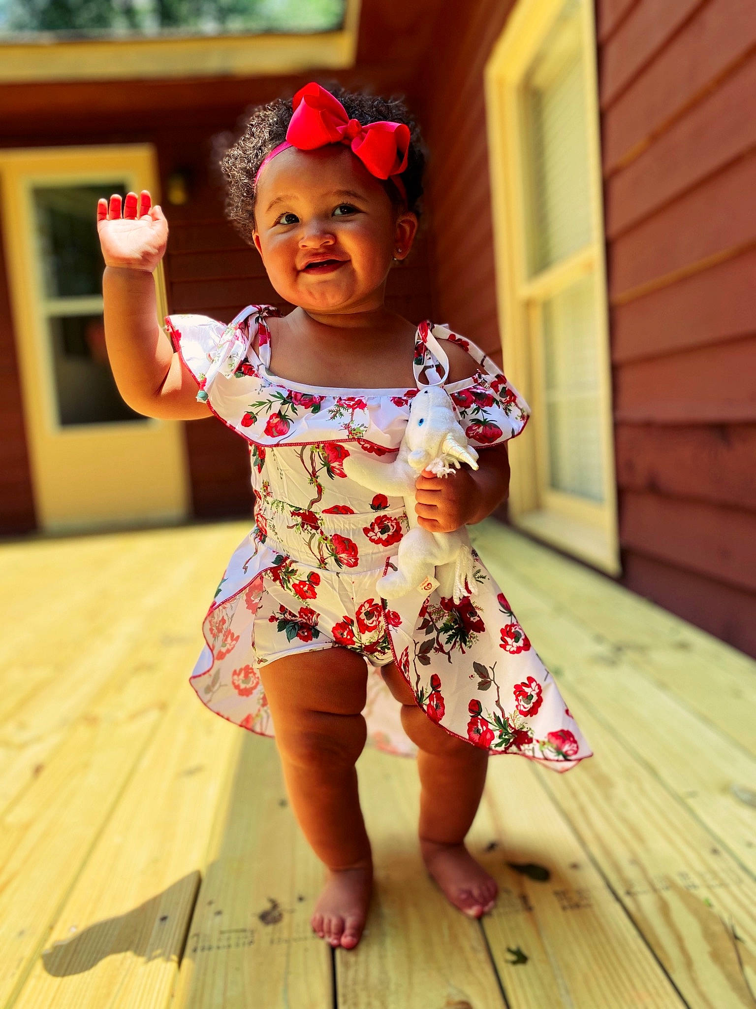 Kamiyah joined the competition — help win amazing prizes! baby, baby_toddler_clothing, child, child_model, dress, fashion_accessory, finger, fun, hair_accessory, headband, headgear, headwear, pattern, person, pink, plant, play, ruffle, skin, sun_hat