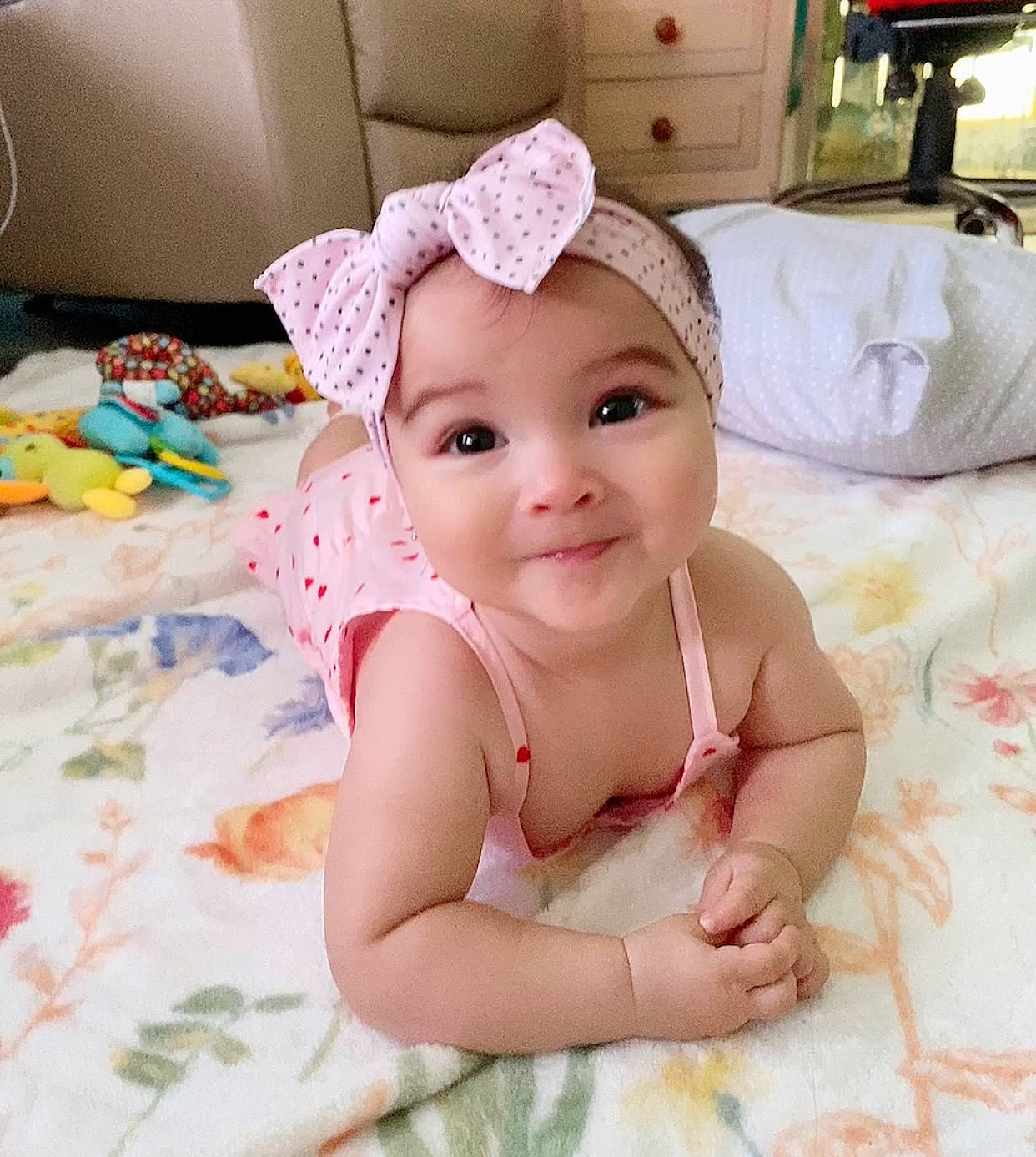 Camilla joined the competition — help win amazing prizes! baby, baby_safety, baby_toddler_clothing, bedding, cap, child, comfort, fashion_accessory, fun, happy, headwear, joy, linens, pattern, person, pink, product, room, skin, sleeve