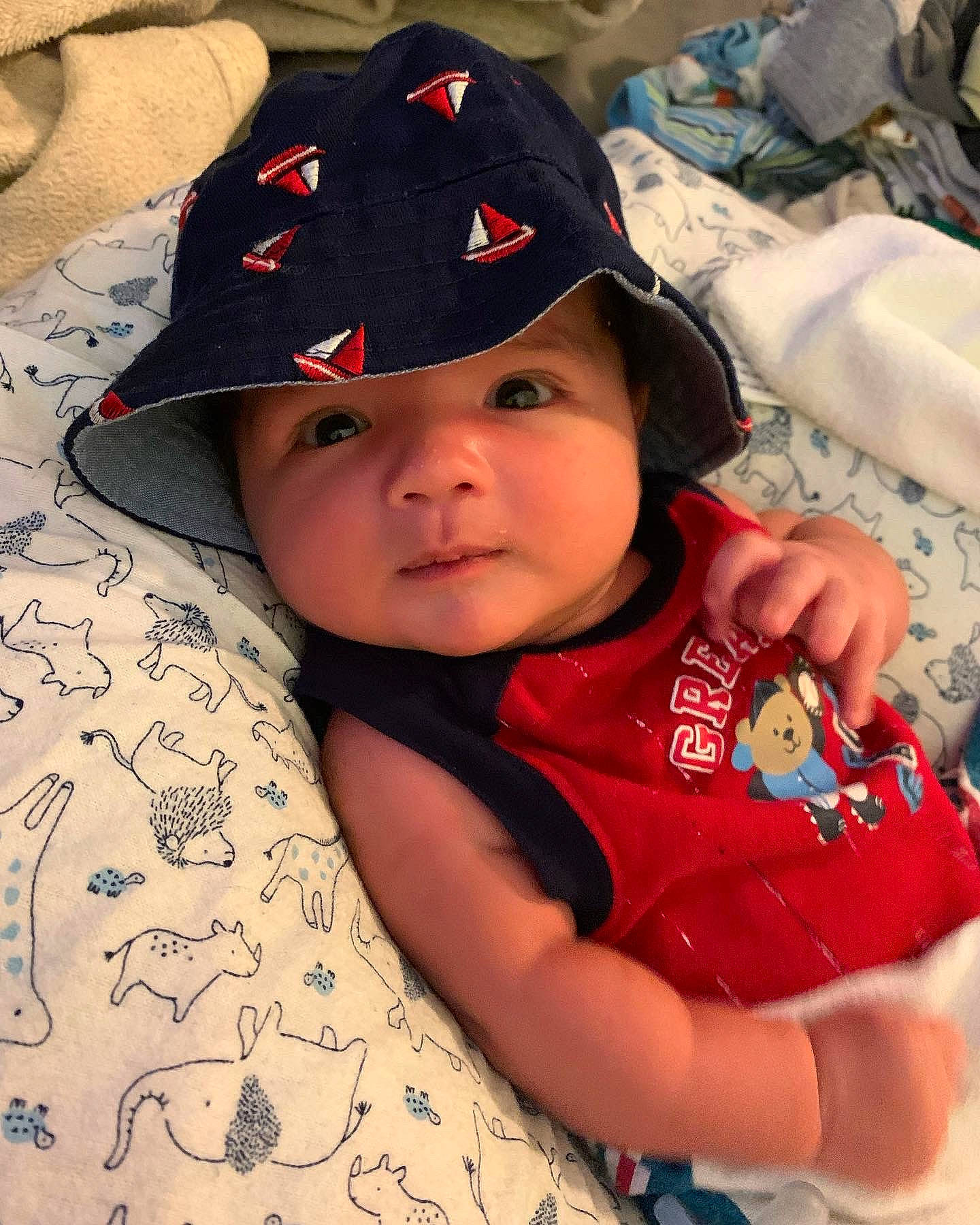 Aydrean joined the competition — help win amazing prizes! baby, baby_toddler_clothing, baseball_cap, cap, carmine, child, comfort, costume_hat, cricket_cap, eye, fashion_accessory, fun, happy, hat, headwear, pattern, person, sitting, skin, sleeve