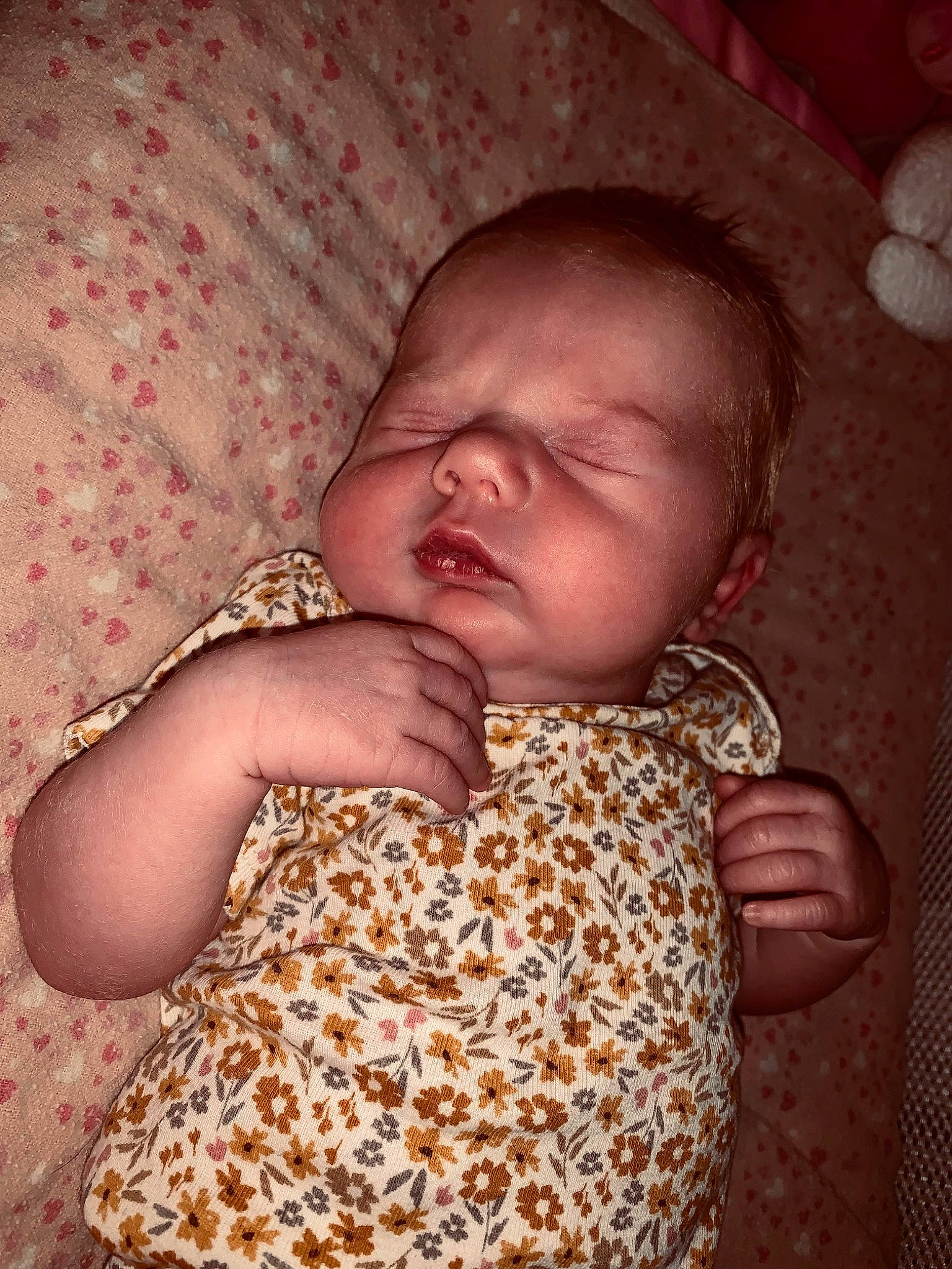 Lilly joined the competition — help win amazing prizes! arm, baby, baby_toddler_clothing, brown, cheek, comfort, eye, finger, hand, happy, head, iris, mouth, nose, orange, person, pink, skin, sleeve, textile