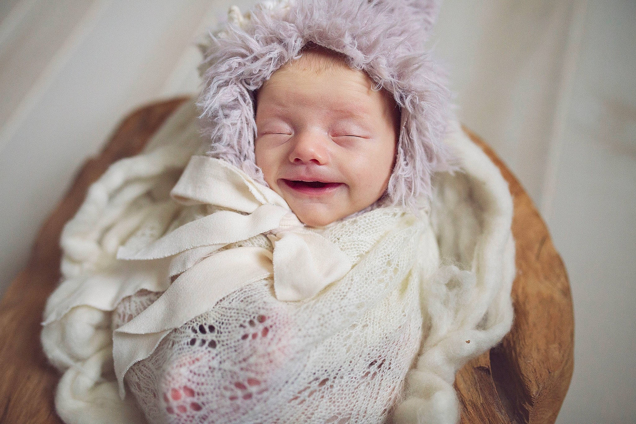 Ava Rose is registered to the contest to win money with this photo: baby, baby_sleeping, bonnet, cheek, child, facial_expression, fur, happy, head, headgear, person, photograph, photography, portrait_photography, skin, smile, textile, toddler
