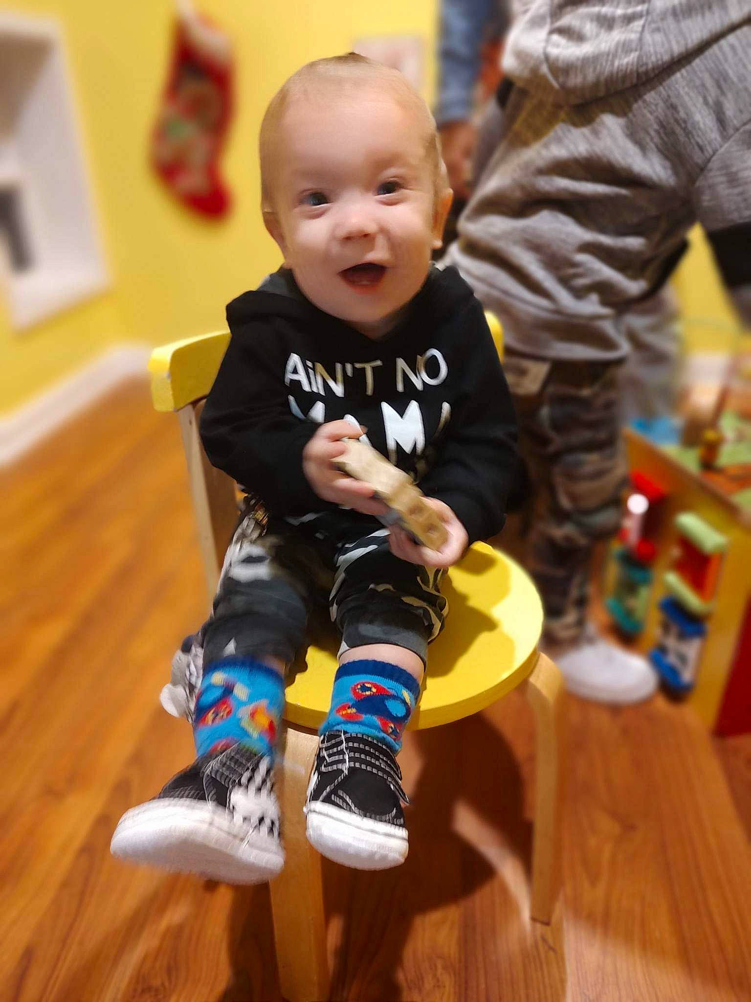 Dean joined the competition — help win amazing prizes! baby, child, event, floor, flooring, fun, happy, hardwood, head, human_leg, knee, leisure, person, sleeve, smile, sportswear, standing, thigh, toddler, varnish