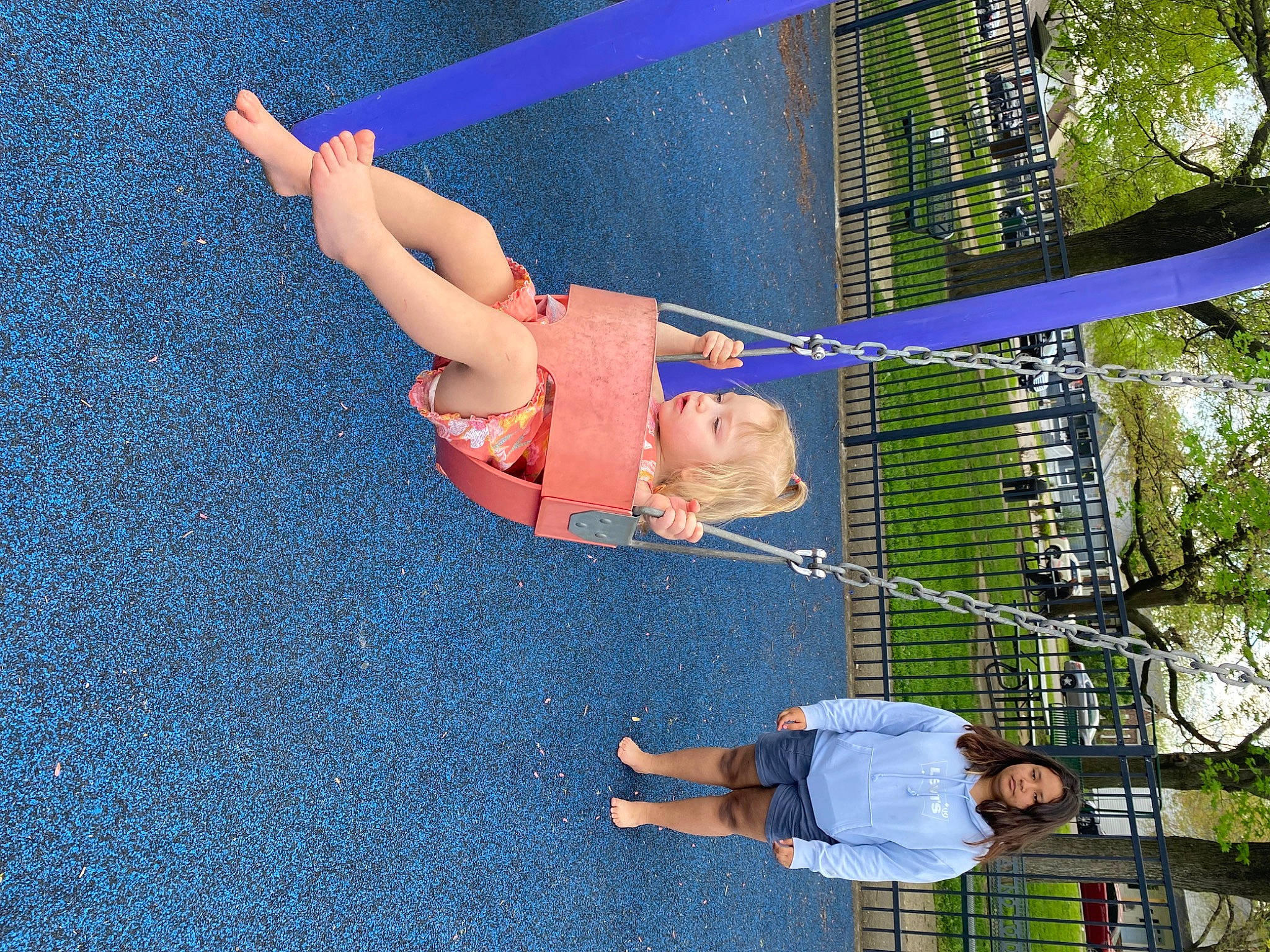 Laiah joined the competition — help win amazing prizes! baby, balance, blue, child, elbow, electric_blue, fun, human_leg, knee, leisure, outdoor_play_equipment, people_in_nature, person, play, playground, recreation, sky, smile, thigh, toddler