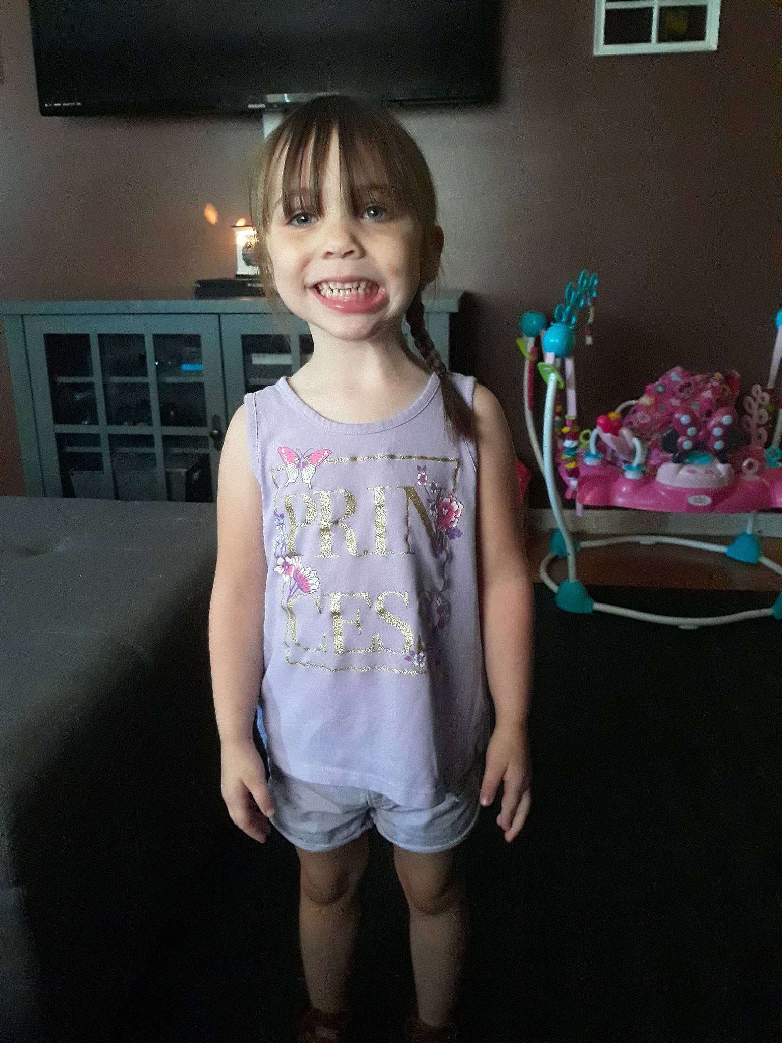 Aviana joined the competition — help win amazing prizes! child, child_model, dress, joy, pattern, person, room, skin, smile, standing, t_shirt, textile, toddler