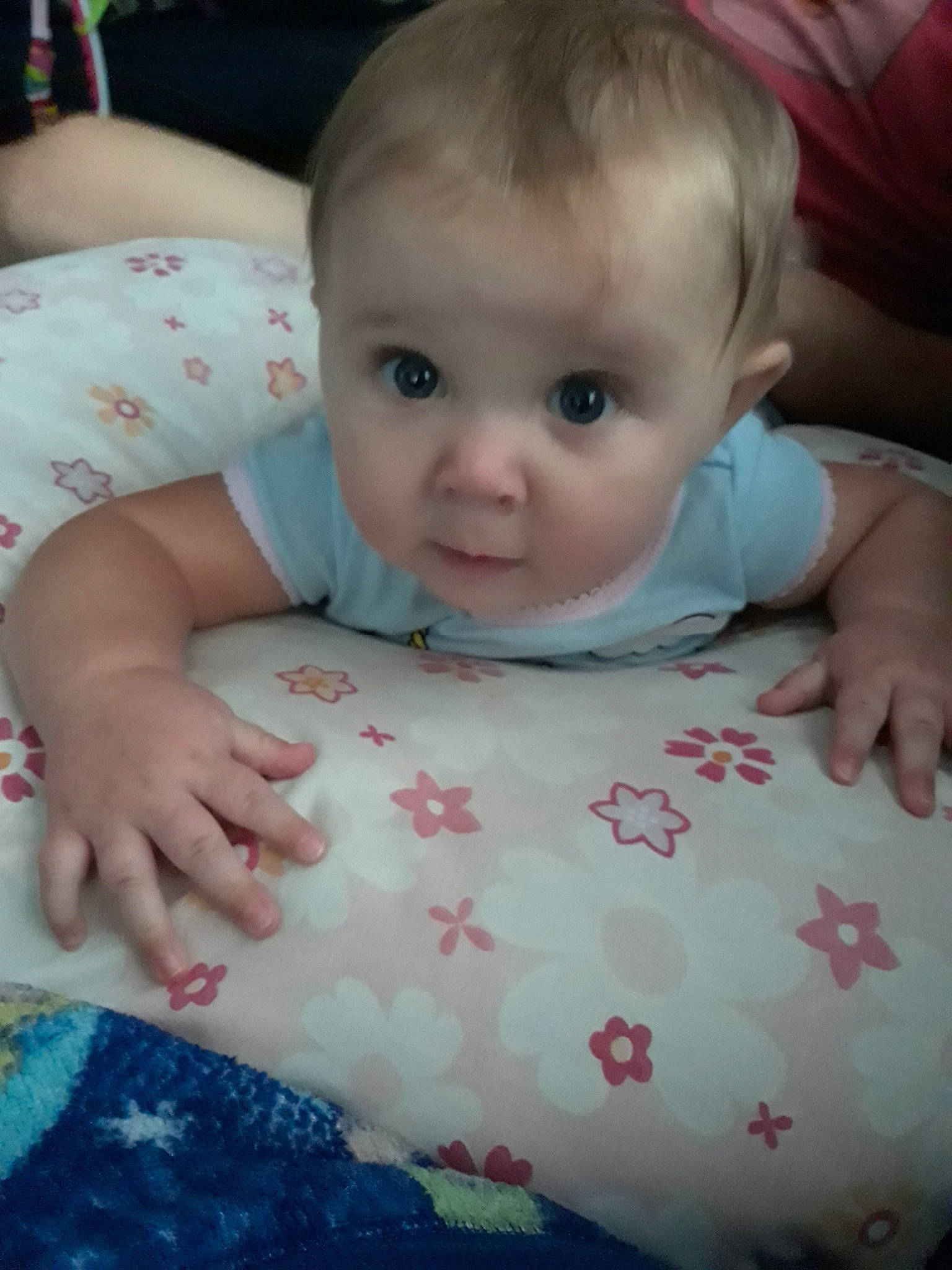 Abriella joined the competition — help win amazing prizes! baby, beauty, cheek, child, eye, face, forehead, hand, head, iris, lip, mouth, nose, person, pink, skin, textile, toddler, tummy_time