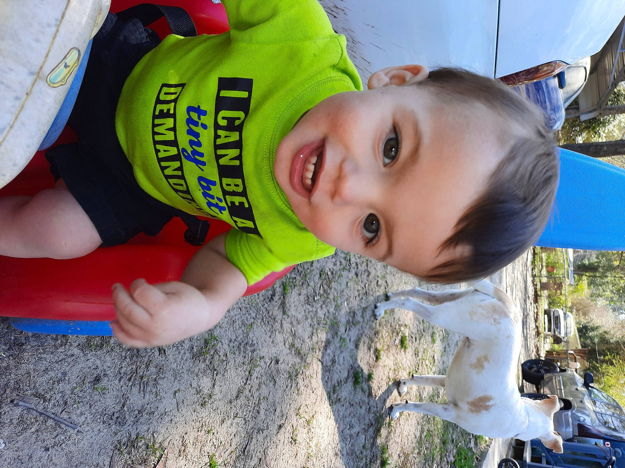 Braedyn joined the competition — help win amazing prizes! baby, cap, child, fun, grass, happy, hat, leisure, nose, people_in_nature, person, personal_protective_equipment, plant, play, recreation, sky, smile, soil, toddler, tree