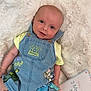 Rome joined the competition — help win amazing prizes! baby, infant, smiling, denim, romper, toy_story, milestone_card, blanket, cute, blue_eyes, child, clothing, lying_down, soft_texture, happy, portrait, skin, feet, hand, indoors