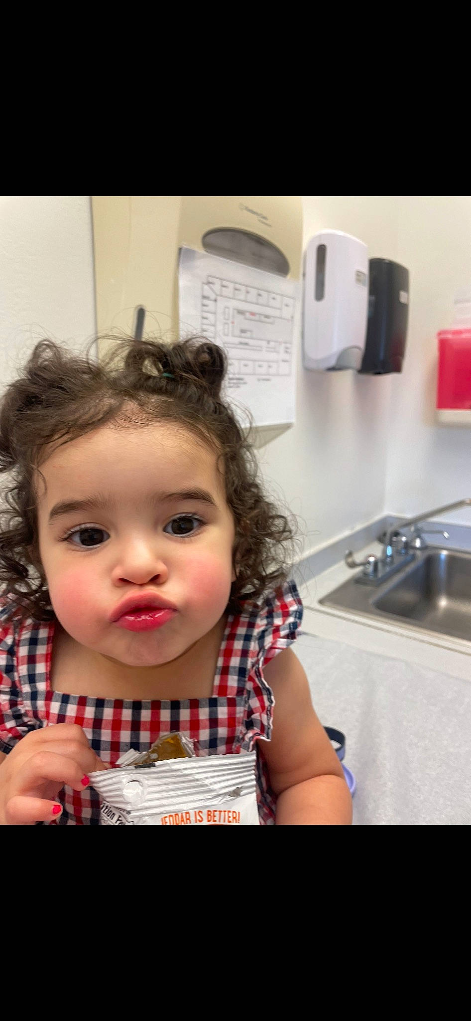 Bailee is registered to the contest to win money with this photo: baby, cabinetry, cooking, cooktop, countertop, eyelash, happy, home_appliance, iris, kitchen, kitchen_appliance, kitchen_stove, lip, major_appliance, pattern, person, plaid, stove, tap, tartan