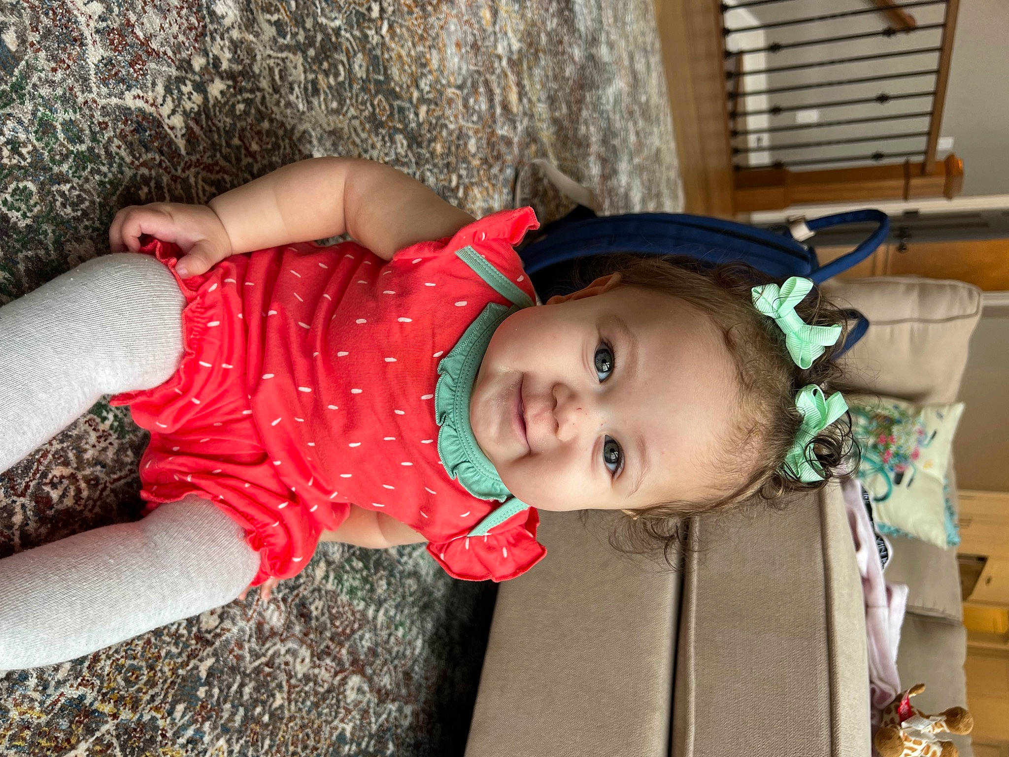 Ezra is registered to the contest to win money with this photo: baby, baby_toddler_clothing, carmine, child, fun, happy, human_body, human_leg, joy, knee, mouth, pattern, person, plant, sitting, skin, smile, thigh, toddler, tree