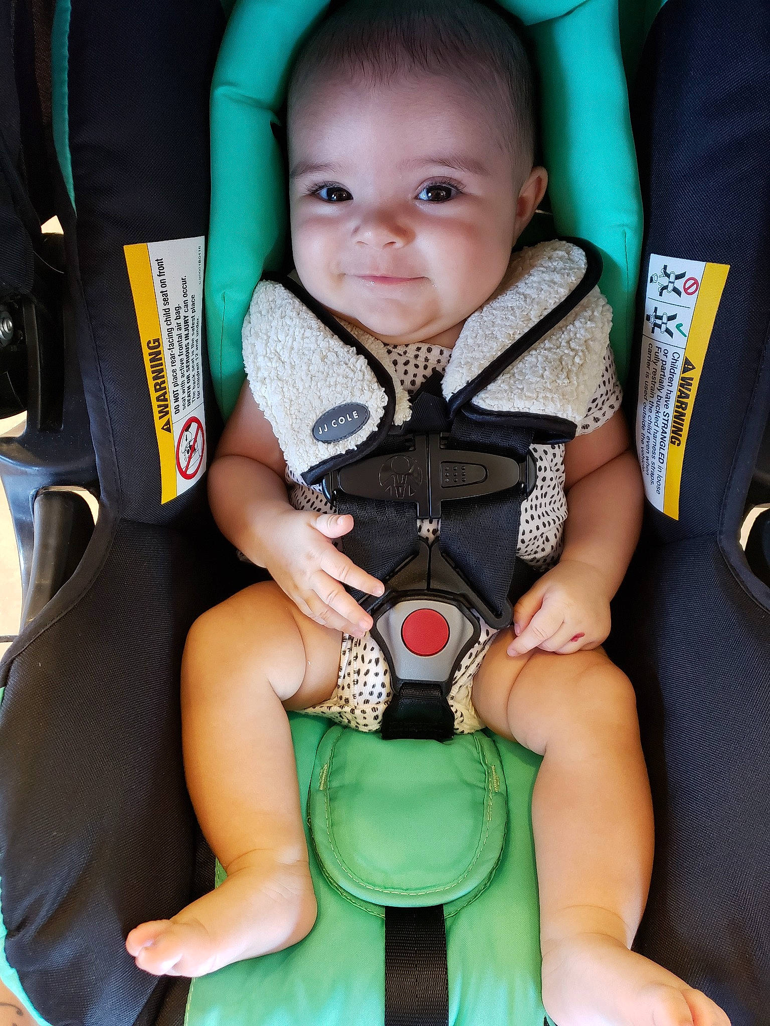 Hinson joined the competition — help win amazing prizes! baby, baby_carriage, baby_in_car_seat, baby_products, car_seat, car_seat_cover, child, person, product, seat_belt, sitting, toddler