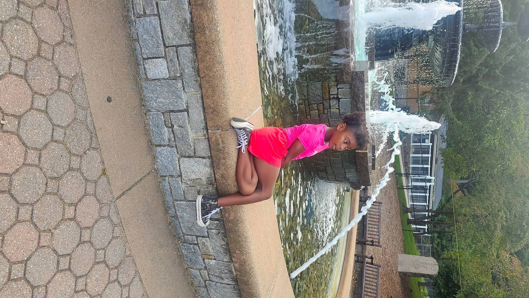 Leilani joined the competition — help win amazing prizes! facade, flooring, fun, human_leg, leisure, magenta, pattern, person, plant, reflection, t_shirt, tree, vacation, water, window